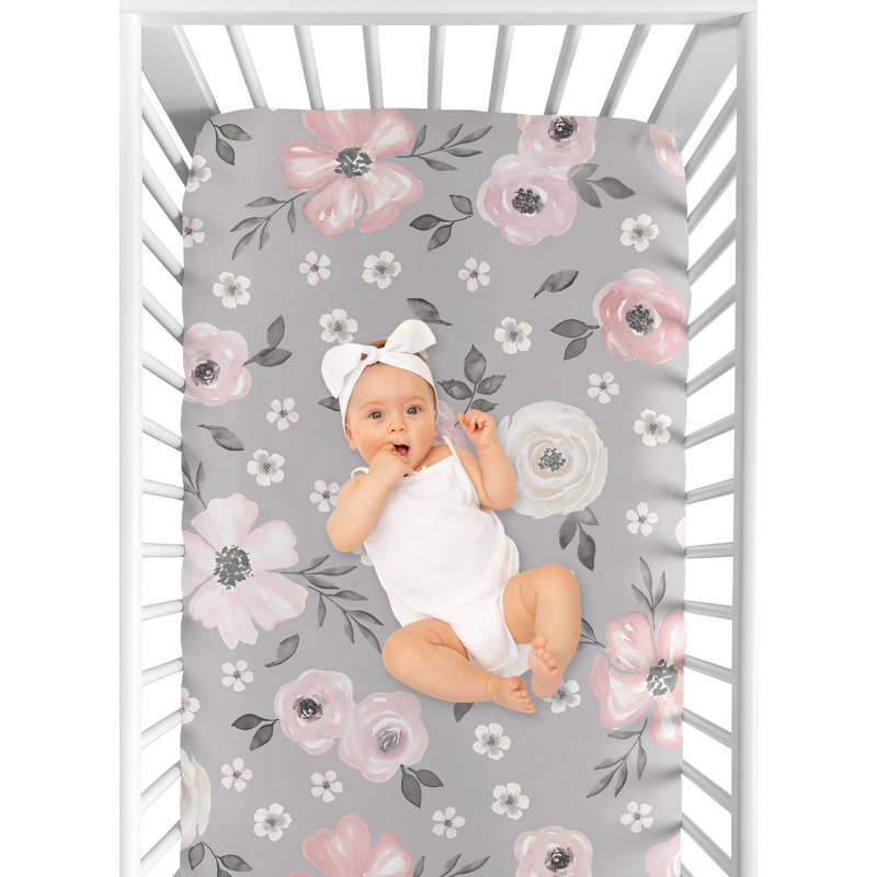 Drap-housse pour lit de bébé floral en aquarelle