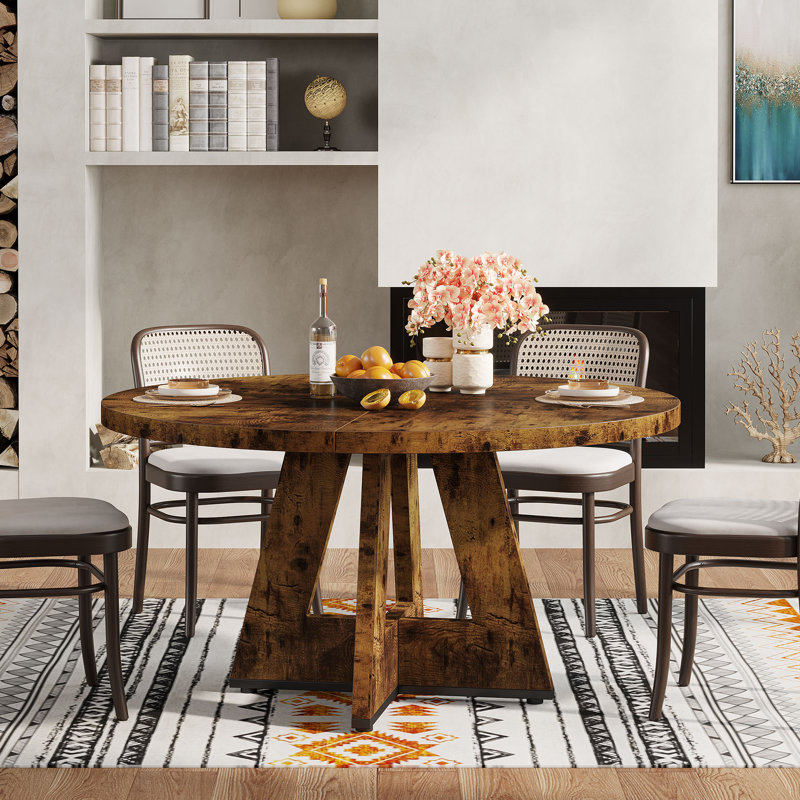 Liena 47'' Round Dining Table, Dark Brown
