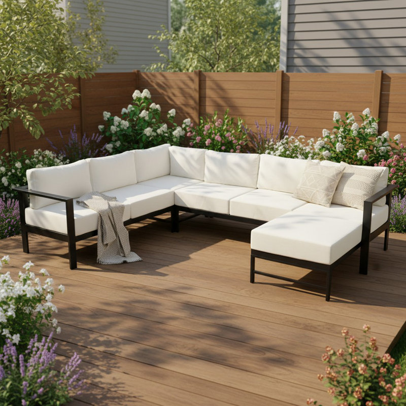 Nandni 6 - Person Patio Conversation Set with Cushions, White