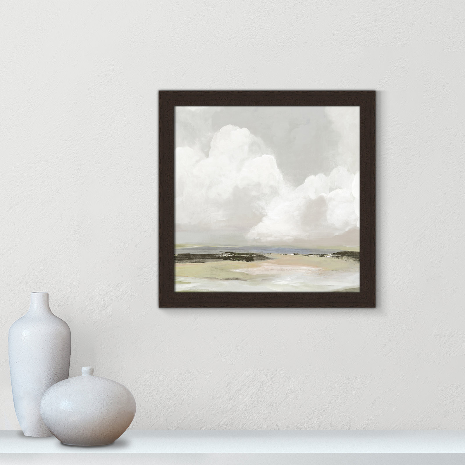 Soft Clouds - Picture Frame Painting Print, Walnut Framed, 18" H x 18" W x 1.12" D