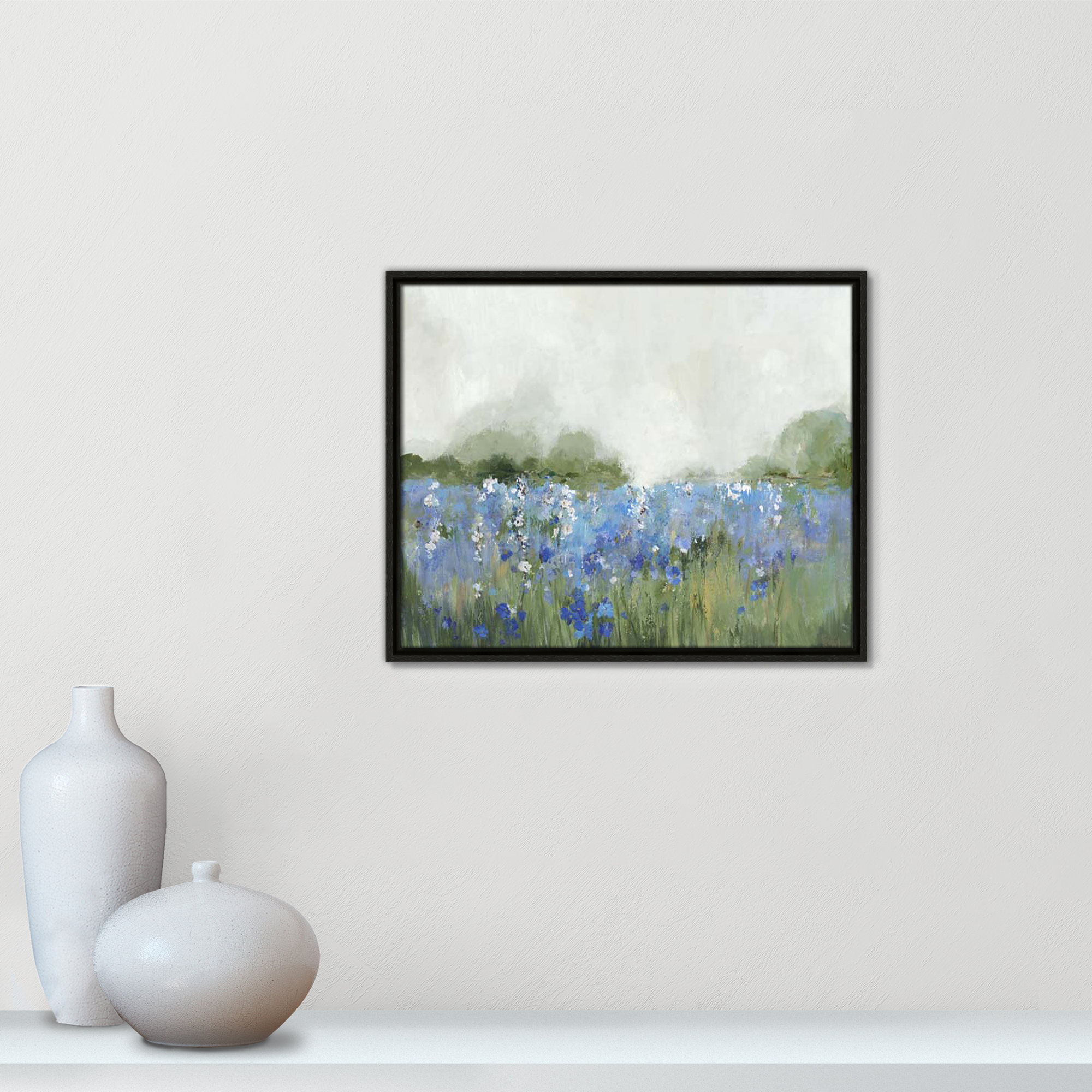 Meadows Bluebells Field by Allison Pearce, 17.5" H x 21.5" W x 2" D, Espresso Framed