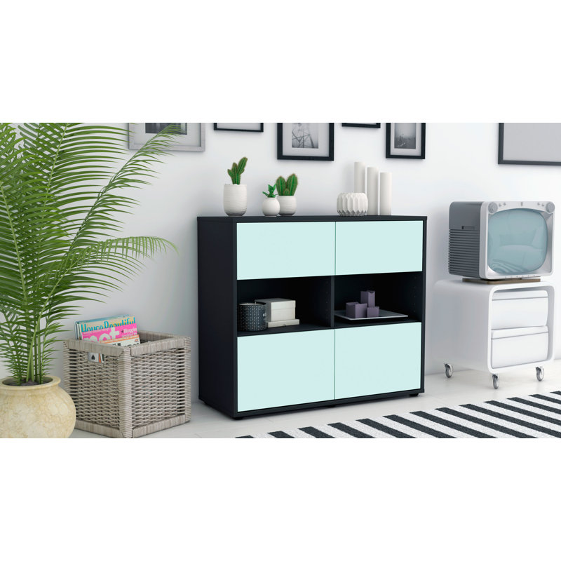 Precita 92cm Sideboard, Anthracite/Light blue