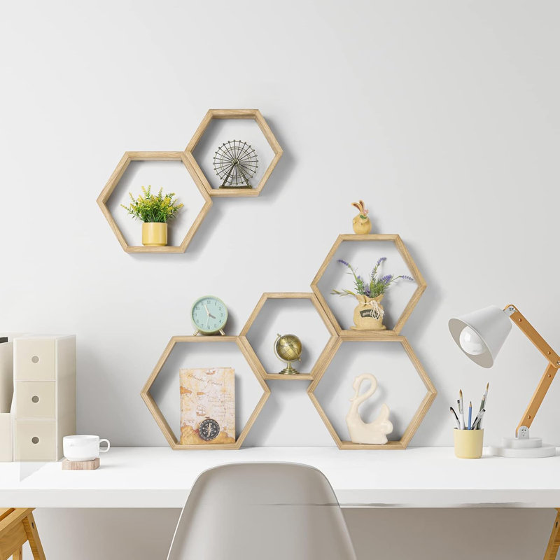 Tablette flottante 6 pièces Penaflor, Bois naturel clair