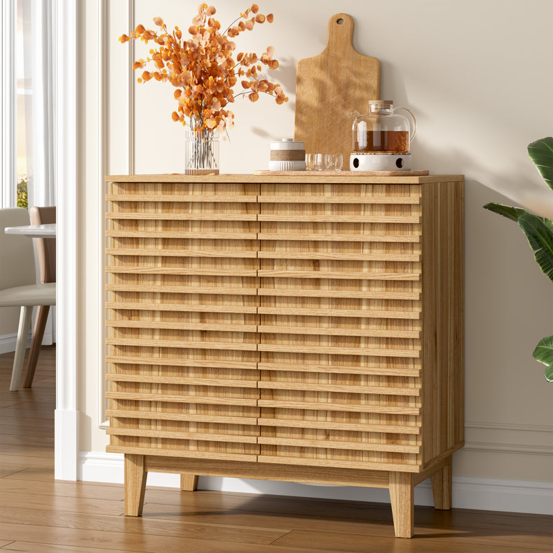 Wooden Wtrips 29.9"W Accent Cabinet, Natural