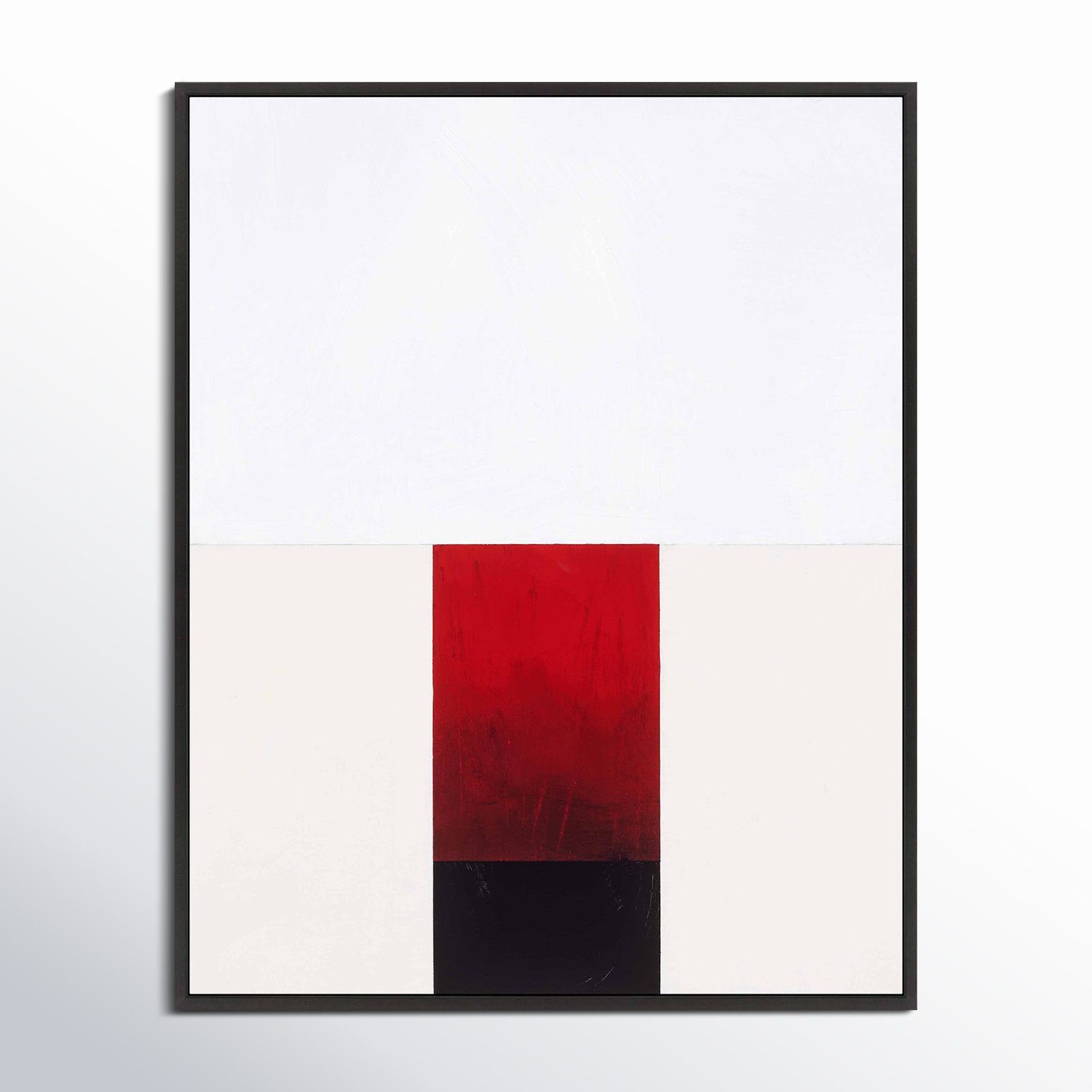 Tempo With Red 2 by Robert Kamnatnik, Black Framed Canvas, 20" H x 16" W x 1.38" D