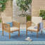 Ensemble de patio Ensemble de meubles d'extérieur en bois d'acacia - Ensemble de conversation moderne avec fauteuil et table d'appoint pour jardin, patio et terrasse (patine brune + coussin crème)-1153716747