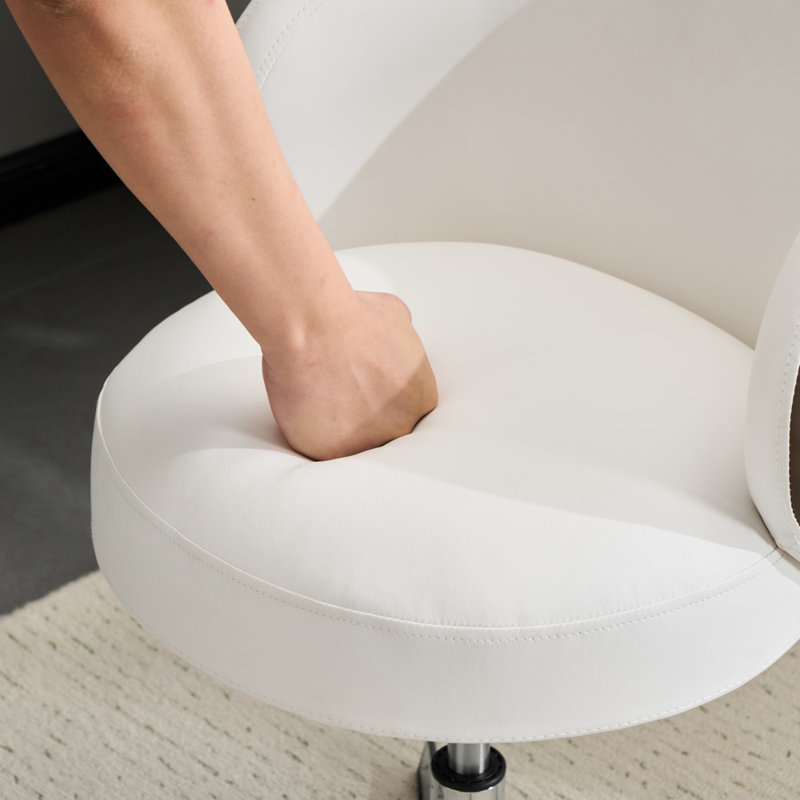 Chaise de bureau Pu Modern, Blanc / Brun