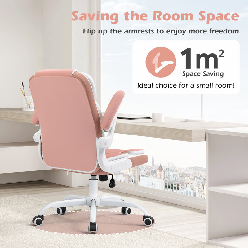 Elysabeth Leather Office Chair, Pink