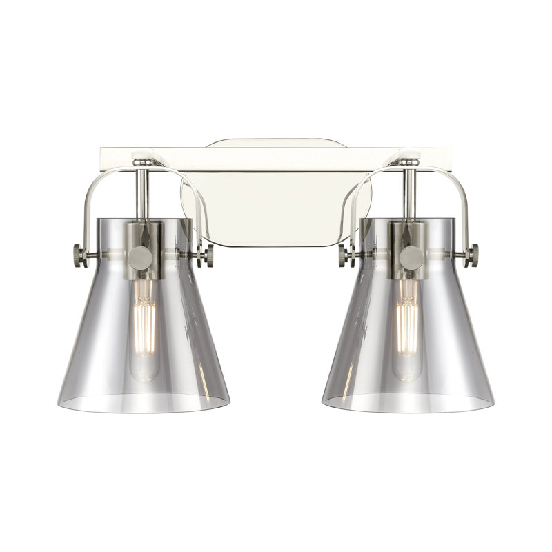 Éclairage pour meuble-lavabo mural 6 po 2 lumières Sidman, Fumée, Nickel poli, Quatre lumières