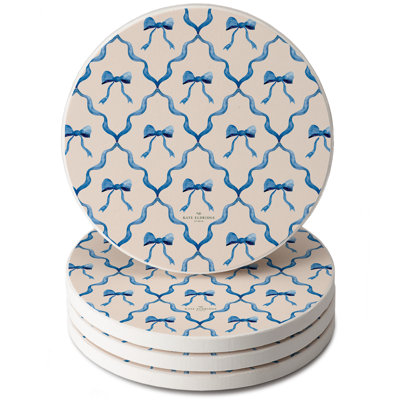 Ensemble de 4 sous-verres ronds en pierre Bow Toile