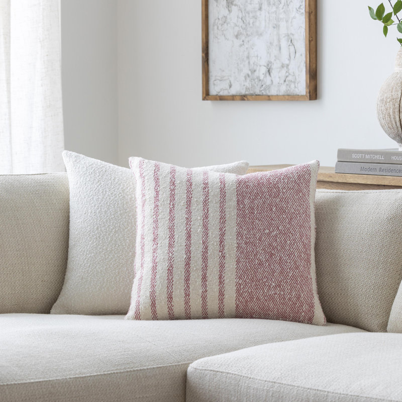 Coussin en coton Weldon, Polyester/ Bourre en polyester, Rouge, 22 po x 22 po