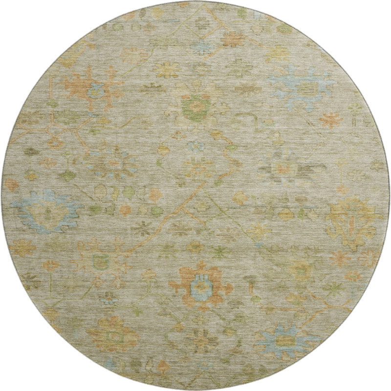 Premium Machine Washable Mayfield AMF1930 Global Rug, Round 8'