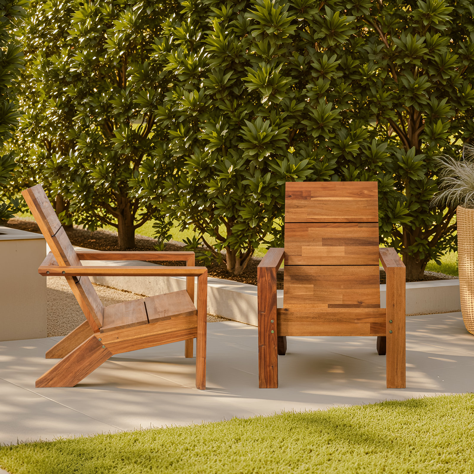 Renae Outdoor Acacia Adirondack Chair