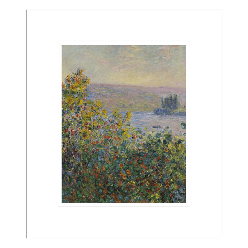 Parterres de fleurs à Vétheuil par Claude Monet, impression giclée encadrée, H 15,91 po x l 13,75 po