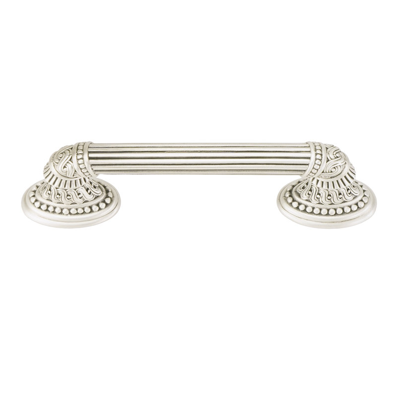 EDGAR BEREBI EMPIRE 3-1/2 INCH CENTER TO CENTER PULL IN MATTE SILVER PLATE