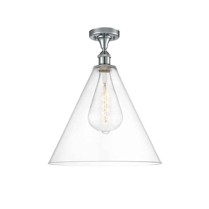 Yonnie Glass Semi Flush Mount, Clear, 18.75" H x 16" W x 16" D, Polished Chrome
