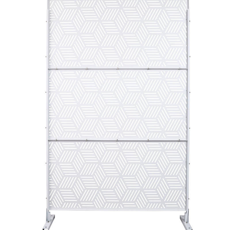 Paravent en métal 76 po H48 po, blanc - Élégant et privé 76 po 48 po, Blanc