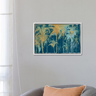 Teal And Gold Palms by Patricia Pinto - Floater Frame Gallery-Wrapped Canvas Giclée on Canvas