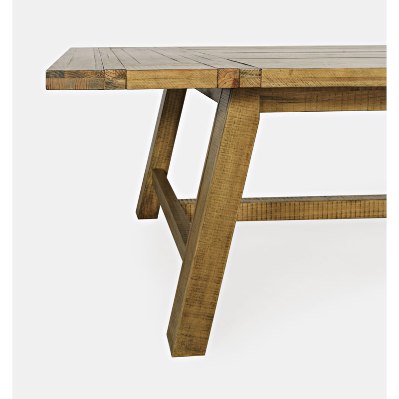 Fahrettin Extendable Pine Solid Wood Solid Wood Top Trestle Dining Set, 11 Pieces: Table, 10 Chairs, Gold