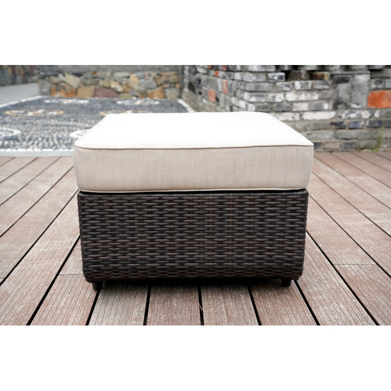 Repose-pieds d'extérieur avec coussin Brooklynrose Ovellette, Brun