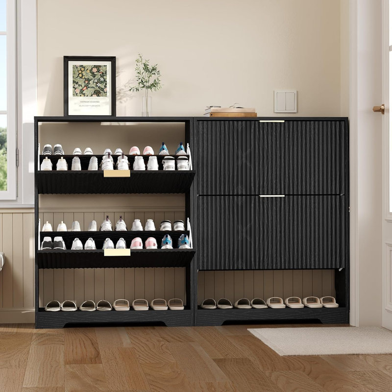 20 Pair Shoe Storage Cabinet, Black