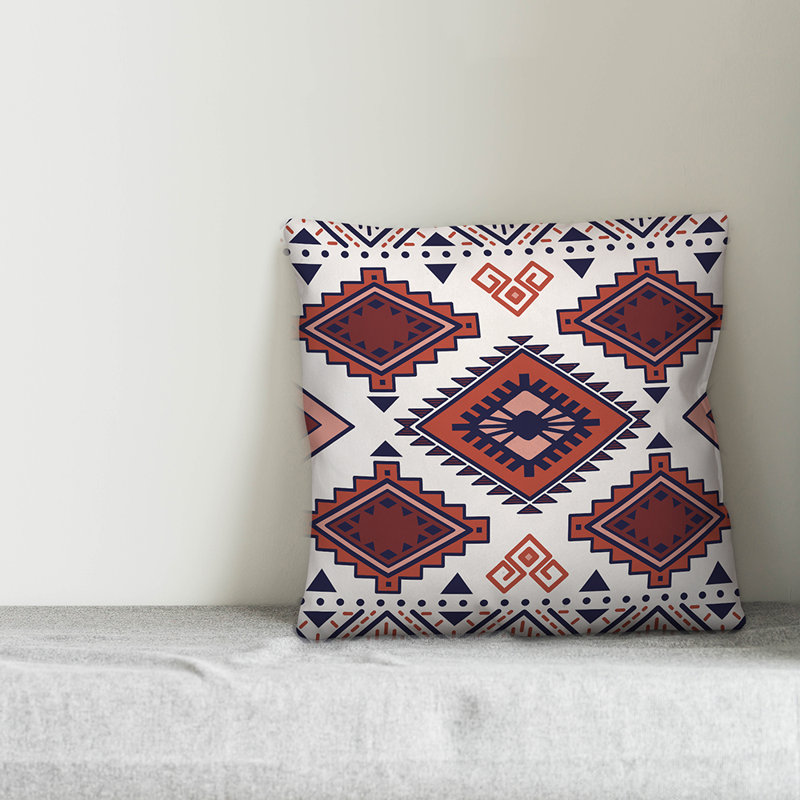  Coussin Tribal, Rouge / Bleu marine