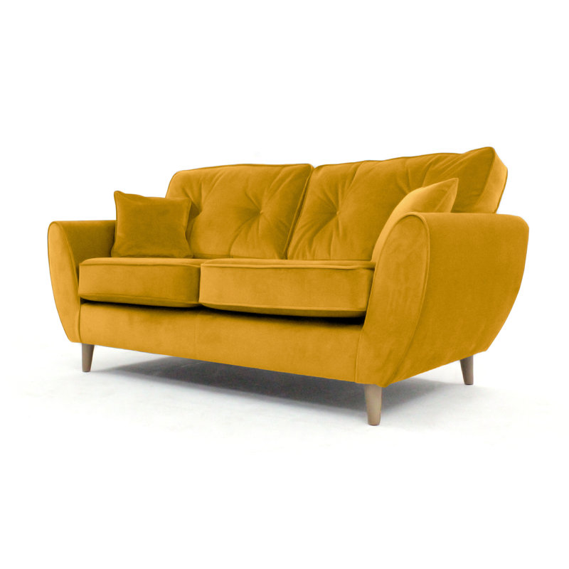 Rafe 3 Seater Velvet Sofa, Mustard Velvet