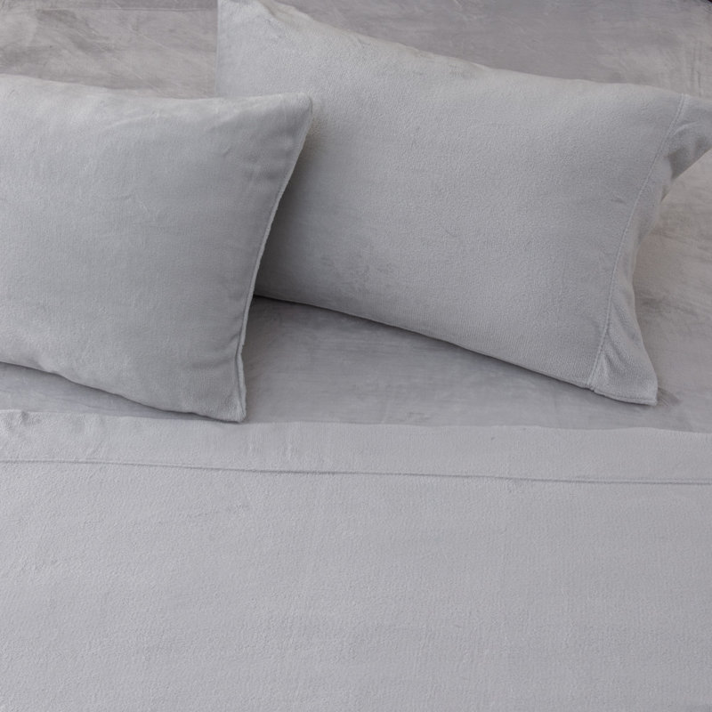 Ensembles de draps en velours ultra doux, Jumeau, Gris clair
