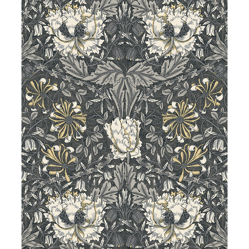 Rouleau de papier peint L 33 pi x l 20,9 po Avier, Gris anthracite / verge d'or
