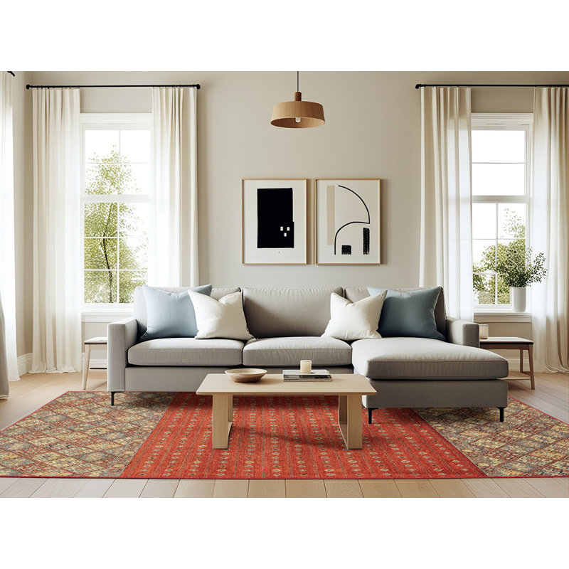 Wool Abstract Indoor Rug, Rectangle 6' x 9'