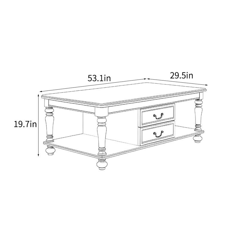 Table basse de style américain, Marron foncé