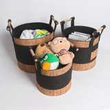 Gracie Oaks Fabric Floor Storage Basket With Handles