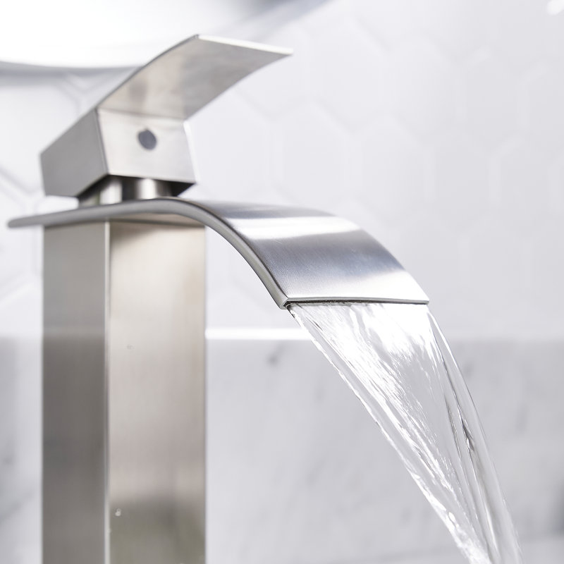Single-Hole Single-handle Bathroom Faucet with Drain Assembly, Brushed Nickel