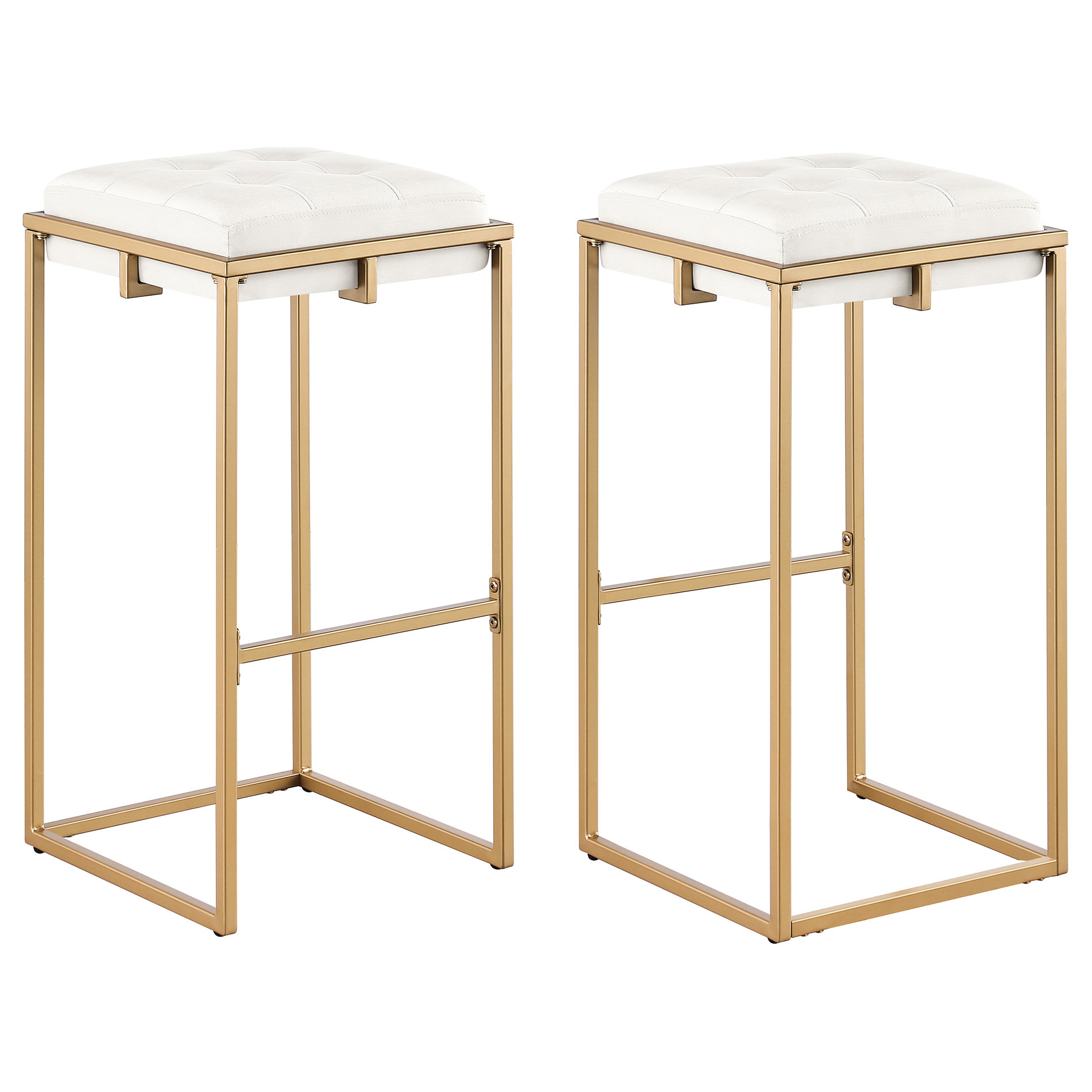 Everly Quinn Square Beige And Gold Bar Stools ( Of 2) With Design, Warm ...