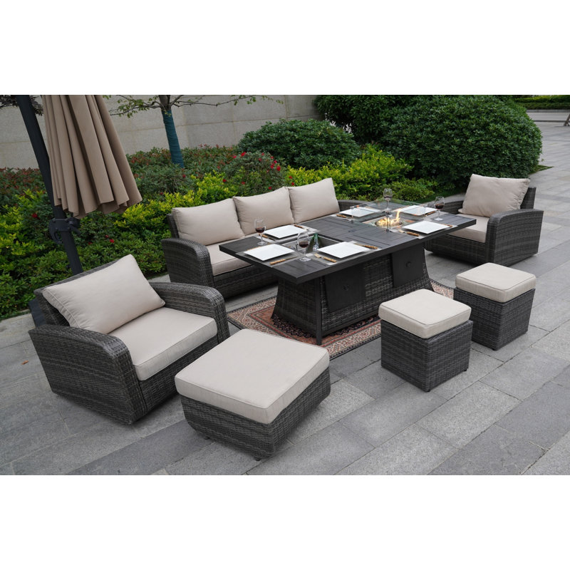 Aliaksey 8 - Person Patio Conversation Set with Cushions