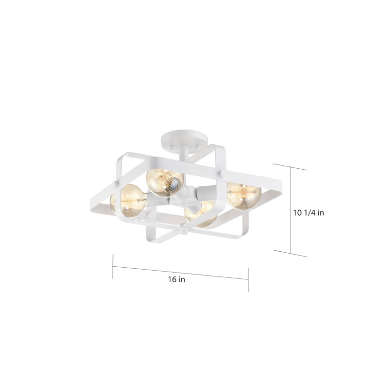 Bartłomiej Semi Flush Mount, White, White