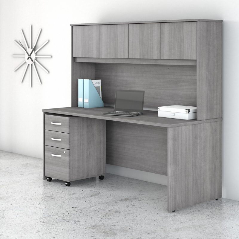Bureau de direction avec huche Studio C, Gris platine