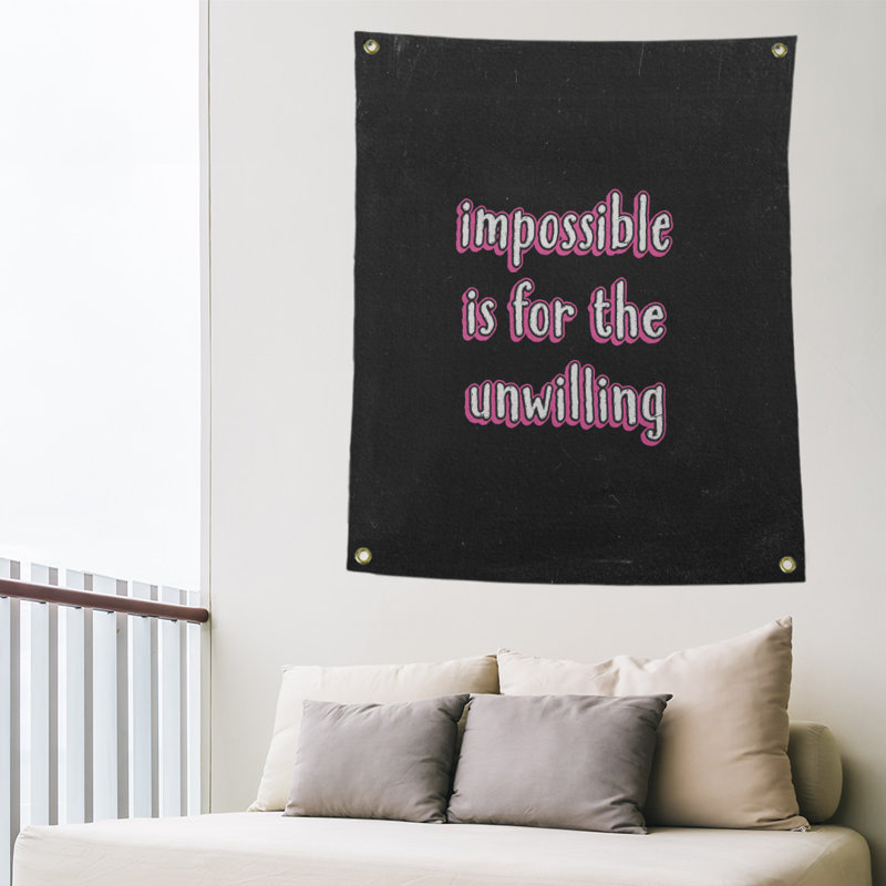 Tapisserie tableau noir quote not impossible quot, H 36 po x l 26 po, Rose