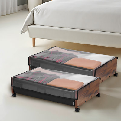 Under Bed Storage with Wheels 25.6x18.1x7.1 Inch Rolling Storage Bags
