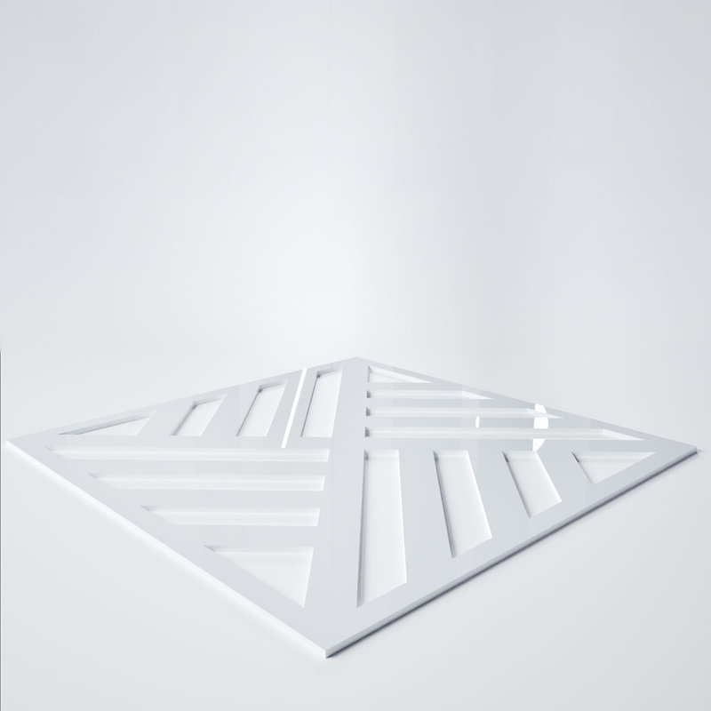 Allen Decorative Fretwork Acrylic Wall Panels, Small, 11 3/8"W x 11 3/8"H x 1/8"T, White, White