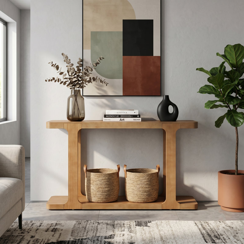 Console moderne en bois de 50 po avec tablette de rangement inférieure