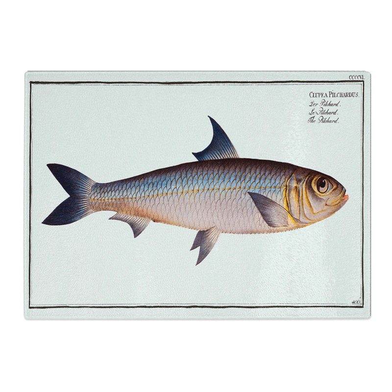 Tempered Glass Pilchard Fish by M.E. Bloch Chopping Board, 28.5 cm x 20 cm