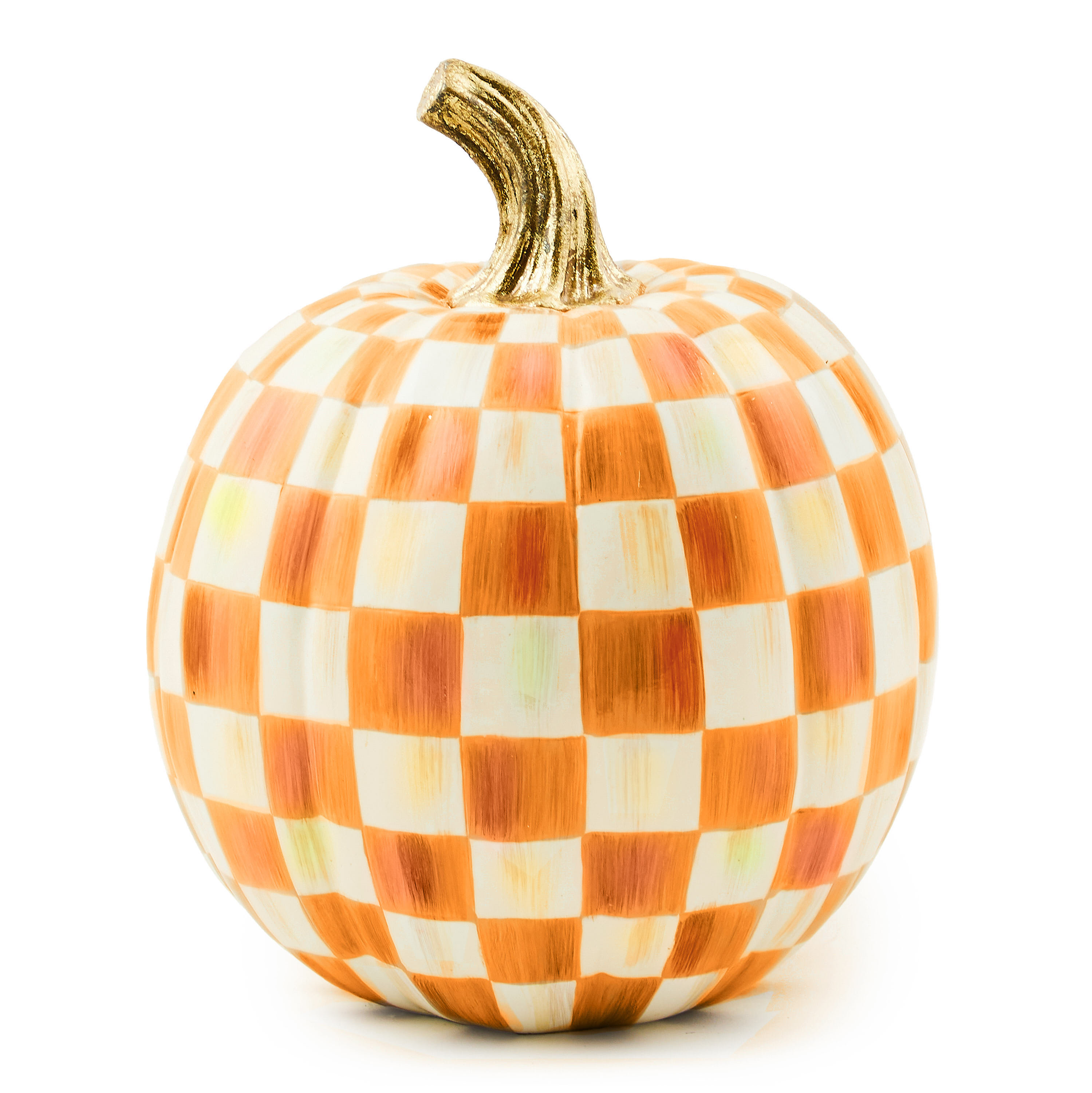 MacKenzie-Childs Orange Check Small Pumpkin & Reviews | Wayfair
