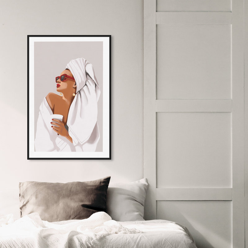 «Her Morning routine» - impression, Toile encadrée, H 30 po x l 20 po, Noir