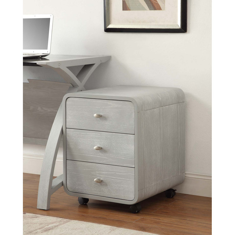 Sunterra 44cm Wide 3 -Drawer Mobile File Cabinet, Grey Ash