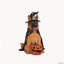 Statue de berger allemand d'Halloween avec chapeau de sorcière et citrouille lumineuse DEL
