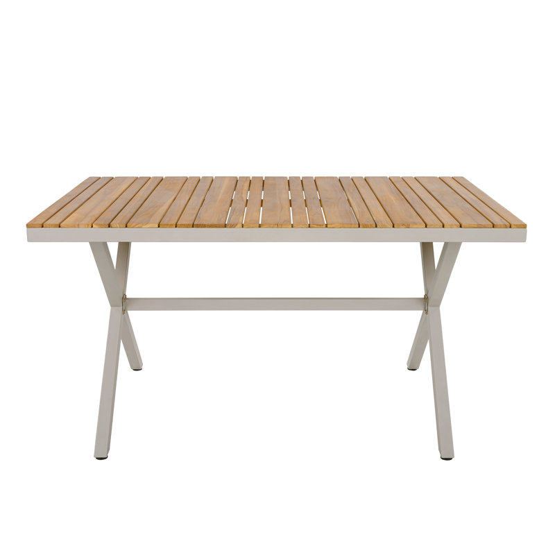 Bostick Outdoor Rectangular Dining Table with Solid Wood Top & Steel Frame