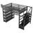 Full Metal Loft Bed with Stairs Storage, 4-Shelf Rack & Charging Station for Kids & Teens-1032888720