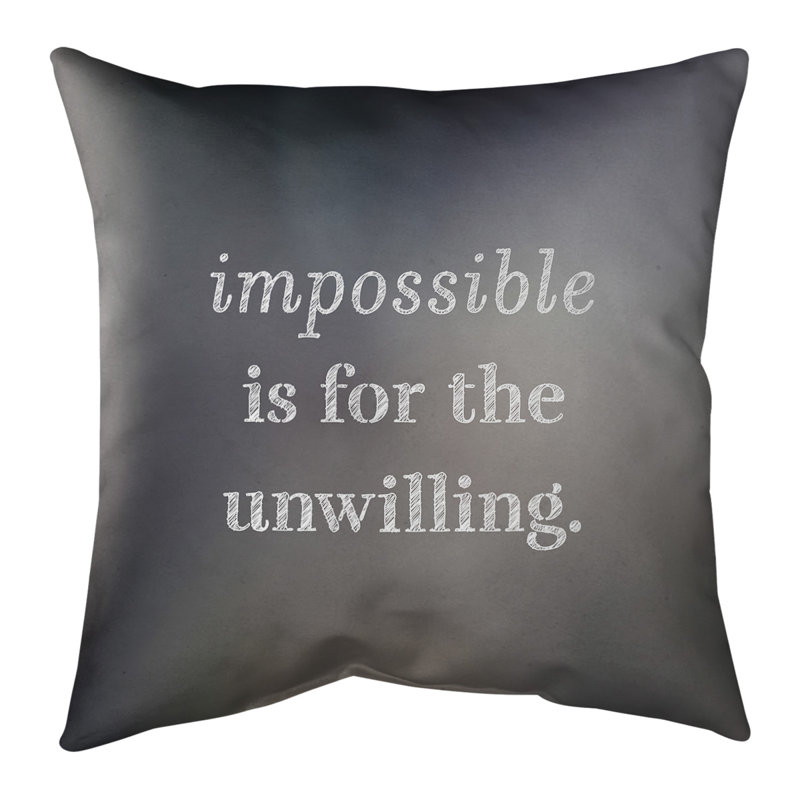 Housse de coussin en lin « impossible à écrire », 16 po x 1 po, Gris