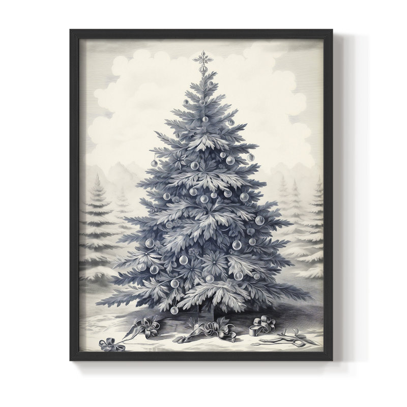 «Christmas Holiday Art» CDLxxxv, reproduction d'art encadrée - bois massif, H 15 po x l 12 po, Noir, noir, noir, noir